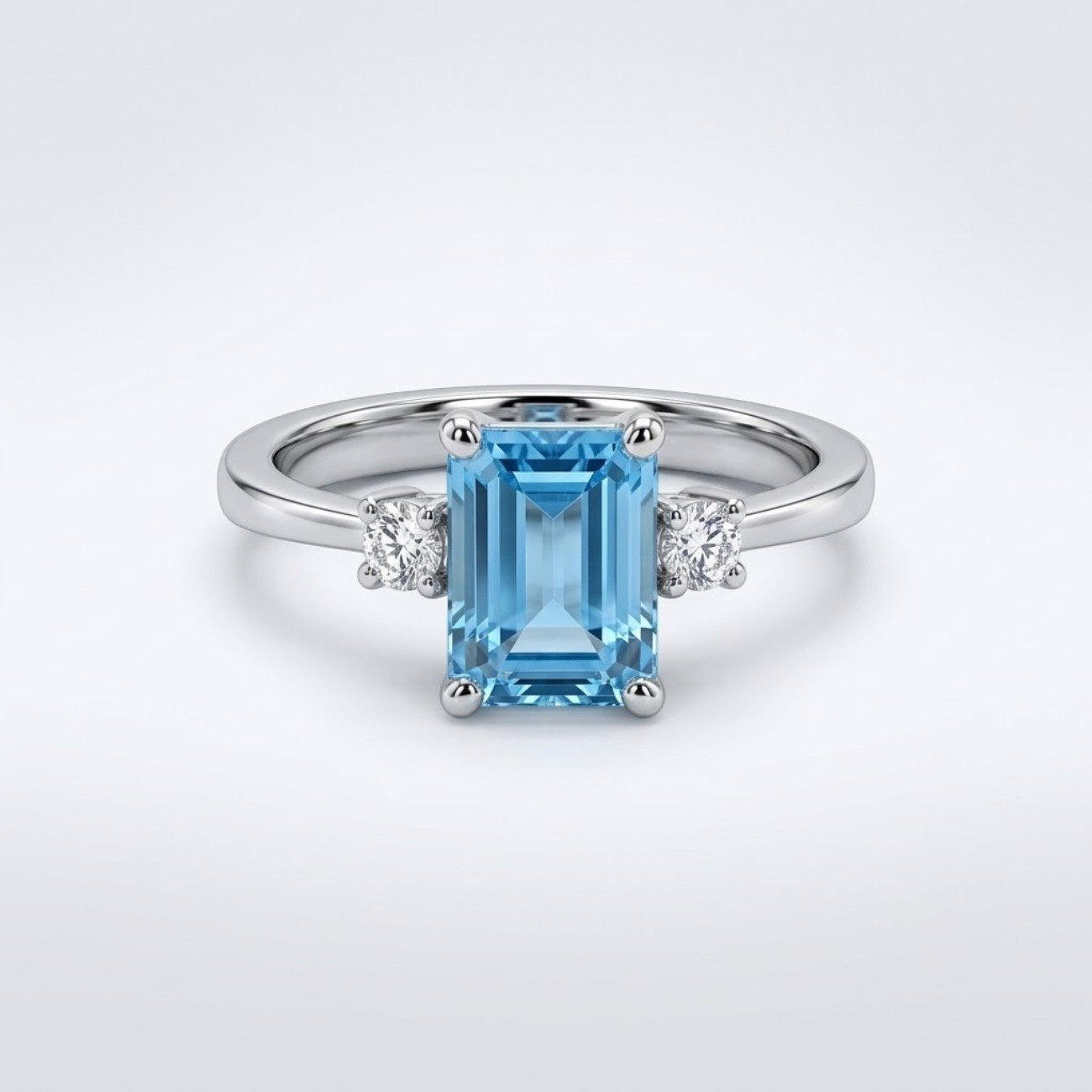 Anello Topazio Azzurro in Argento 925