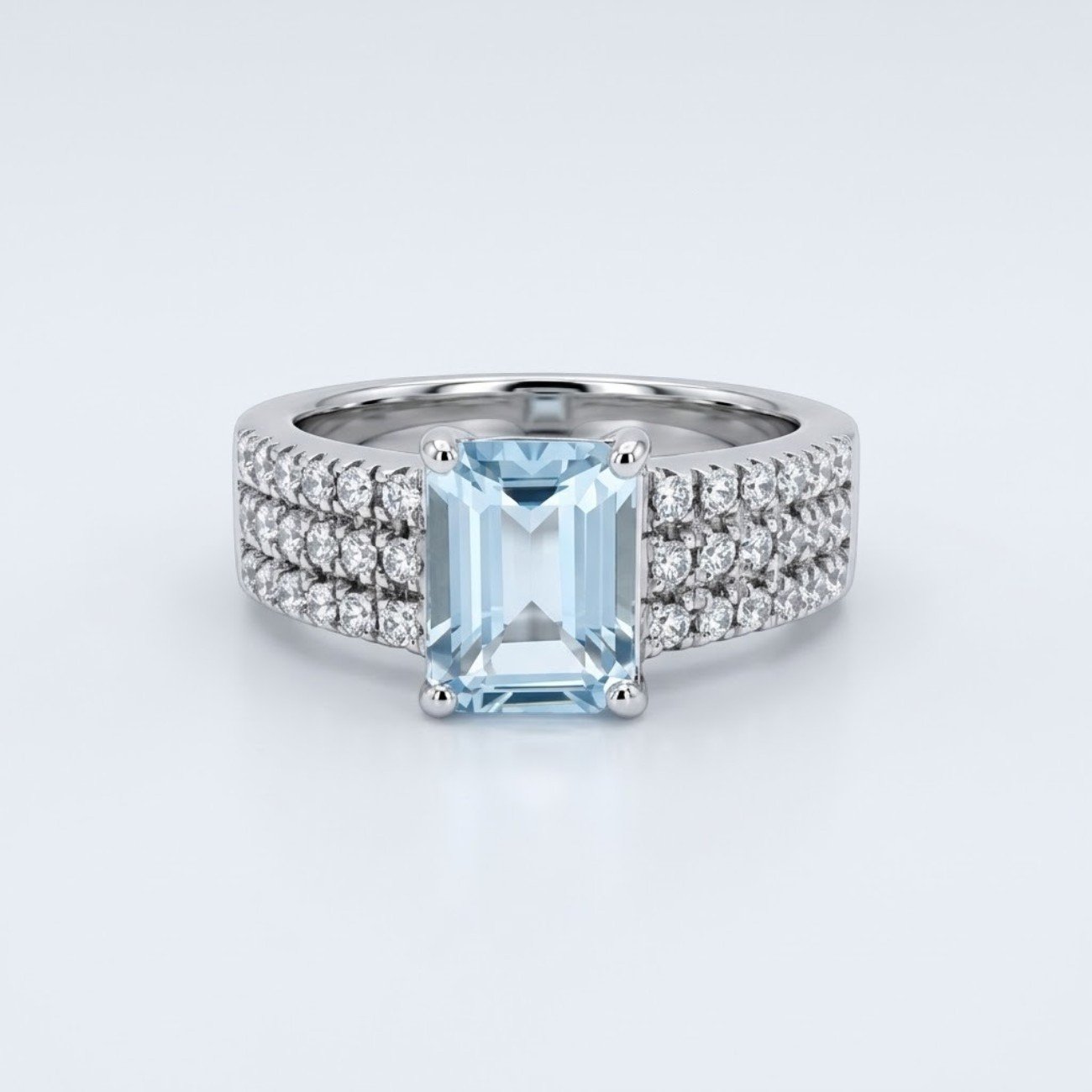 Anello fascia topazio azzurro in argento 925 artigianale