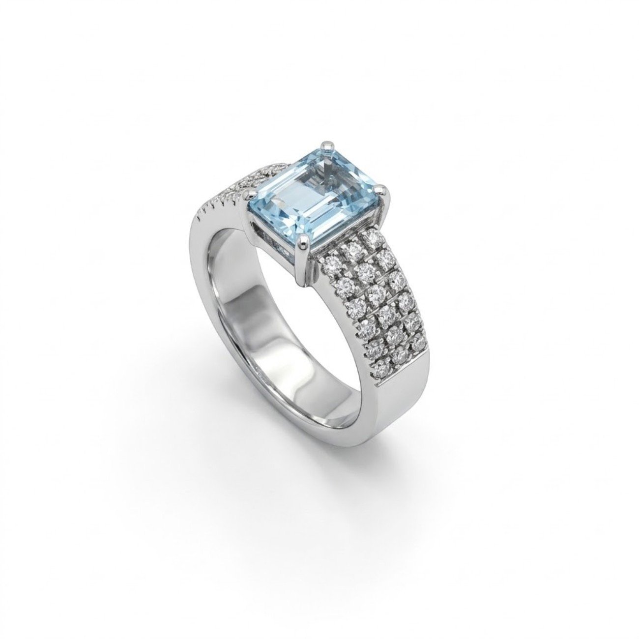 Anello fascia topazio azzurro in argento 925 artigianale