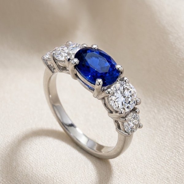 Anello pietra ovale blu riviera in argento 925