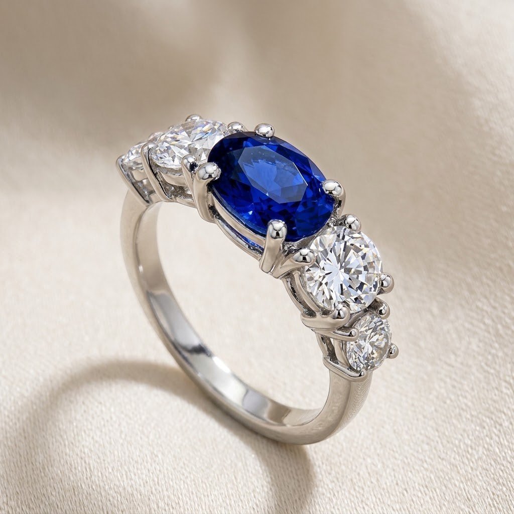 Anello pietra ovale blu riviera in argento 925