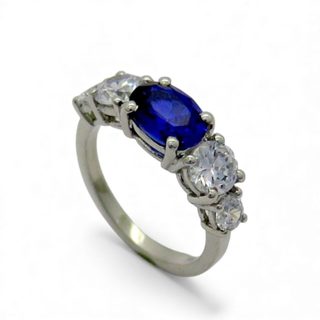 Anello pietra ovale blu riviera in argento 925