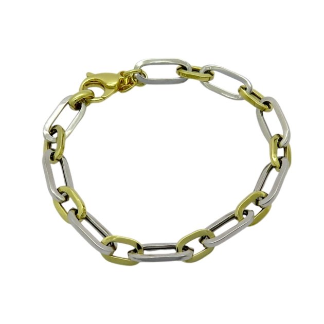 Bracciale maglie ovali in argento rodio e placcato oro