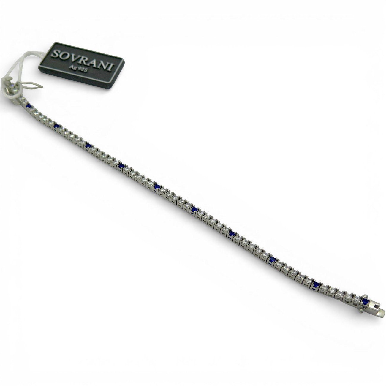 Bracciale tennis Sovrani blu alternato argento 925