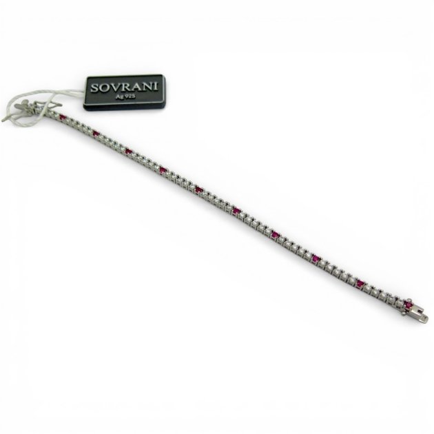 Bracciale tennis Sovrani rosso alternato argento 925
