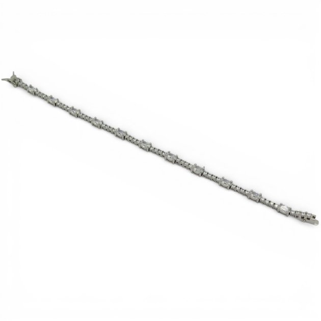 Bracciale tennis ovali alternato argento 925
