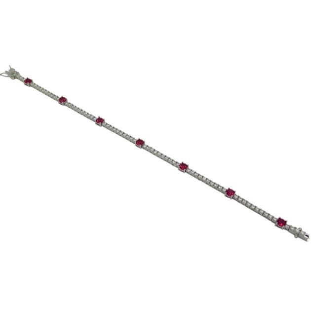 Bracciale tennis spot rossi argento 925