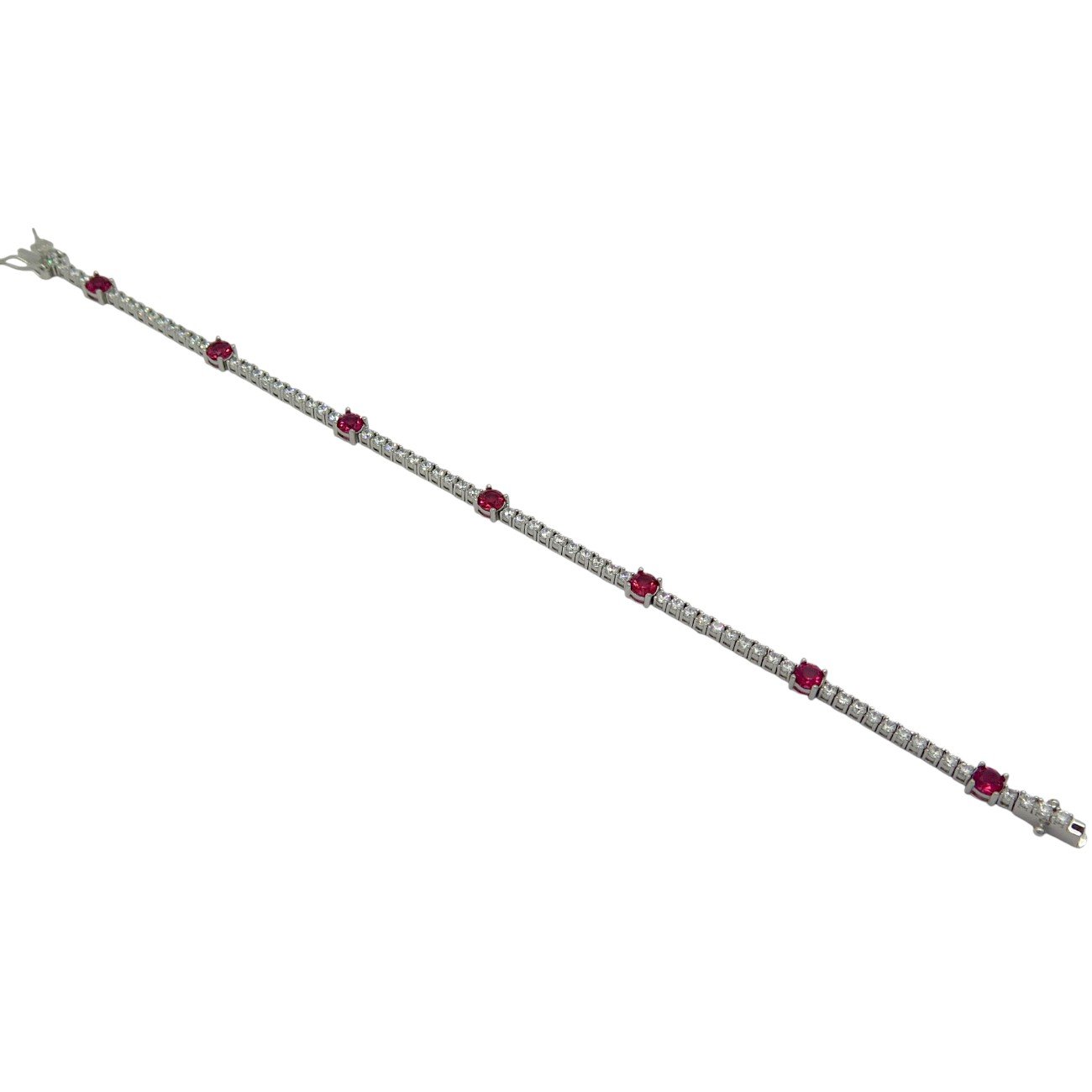 Bracciale tennis spot rossi argento 925