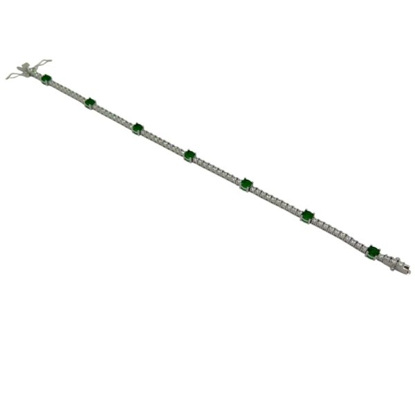 Bracciale tennis spot verdi argento 925