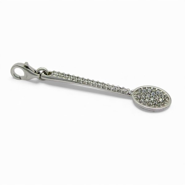Ciondolo charms mestolo cucchiaio in argento e zirconi