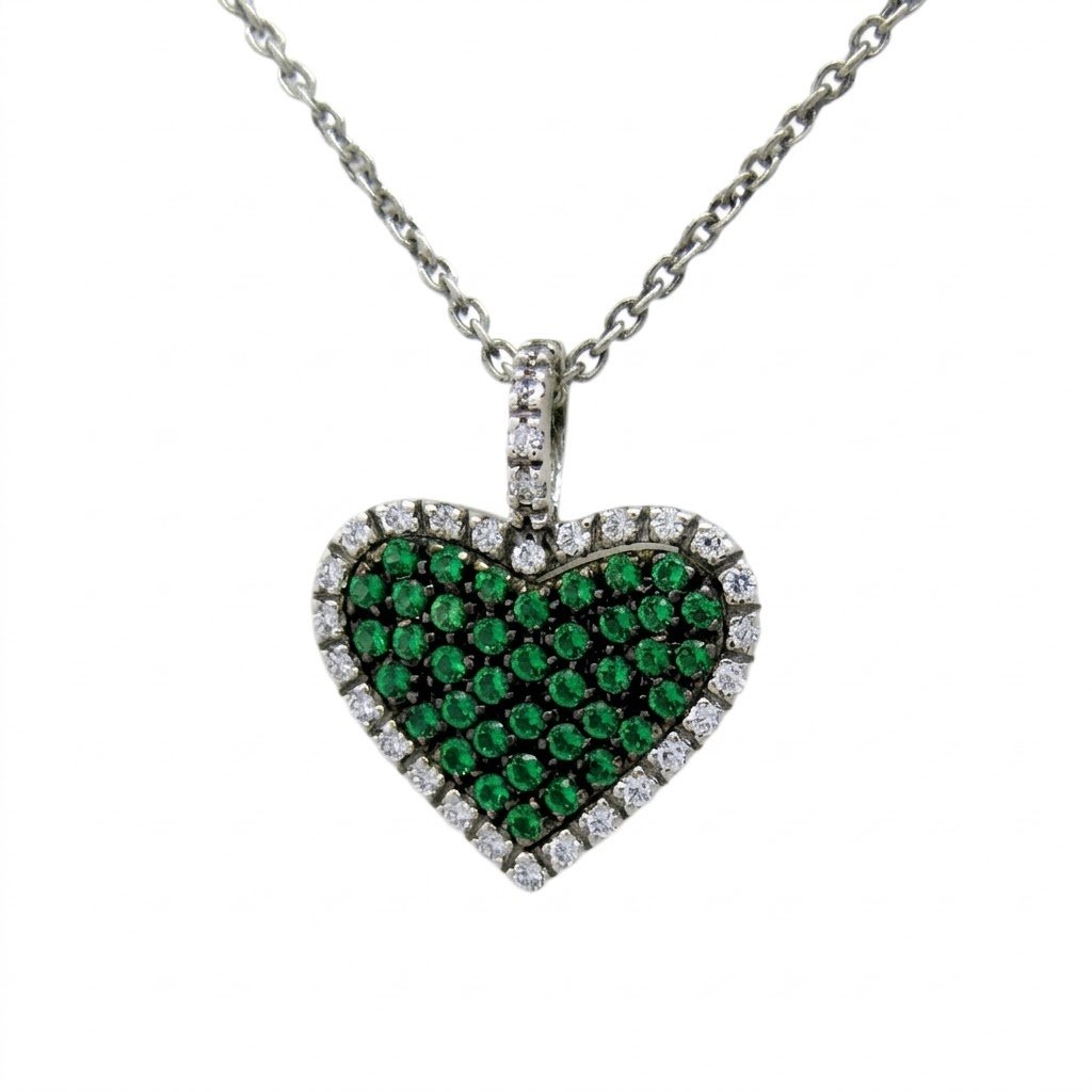 Ciondolo-cuore-verde-artigianale-in-argento-925