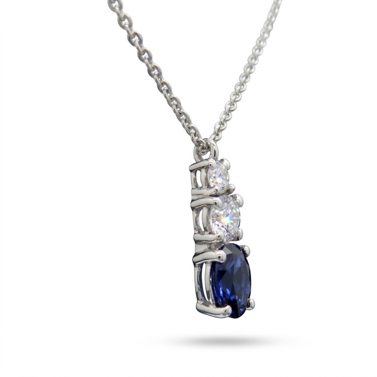 Collana ciondolo ovale blu trilogy in argento