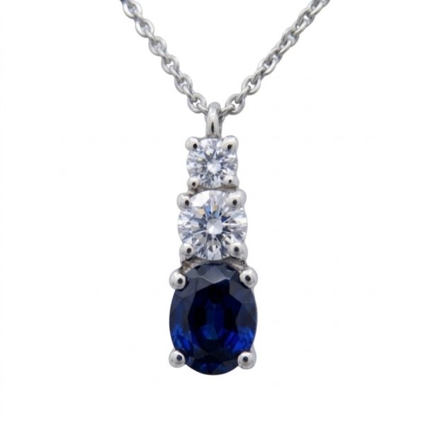 Collana ciondolo ovale blu trilogy in argento