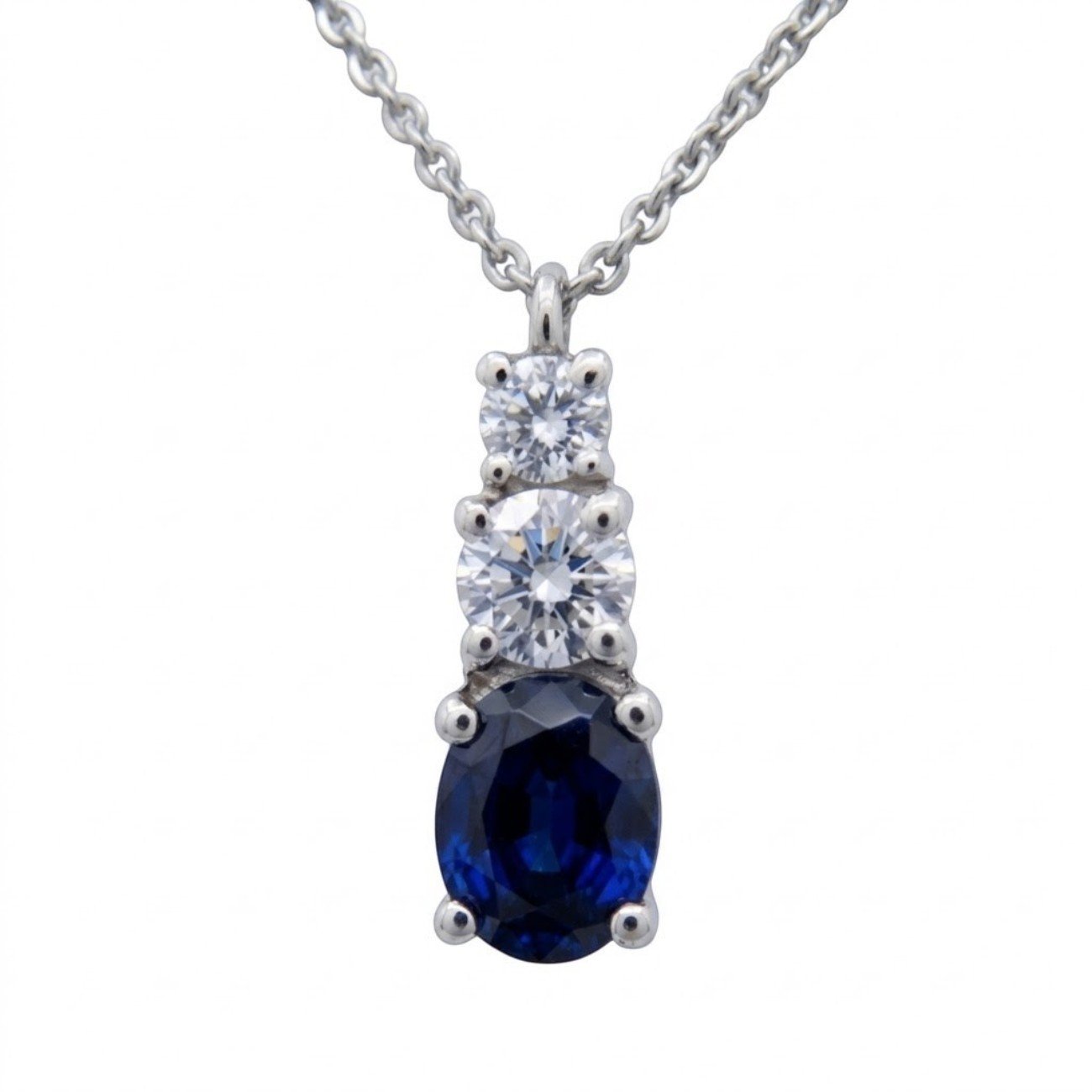Collana ciondolo ovale blu trilogy in argento