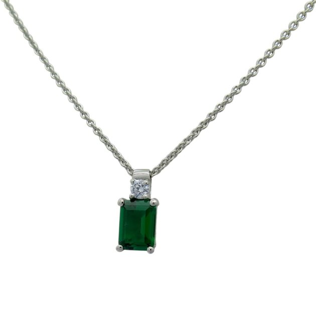 Collana ciondolo pietra rettangolare verde argento 925