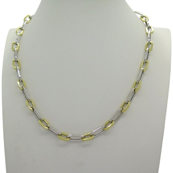 Collana maglia ovali argento rodio e placcato oro