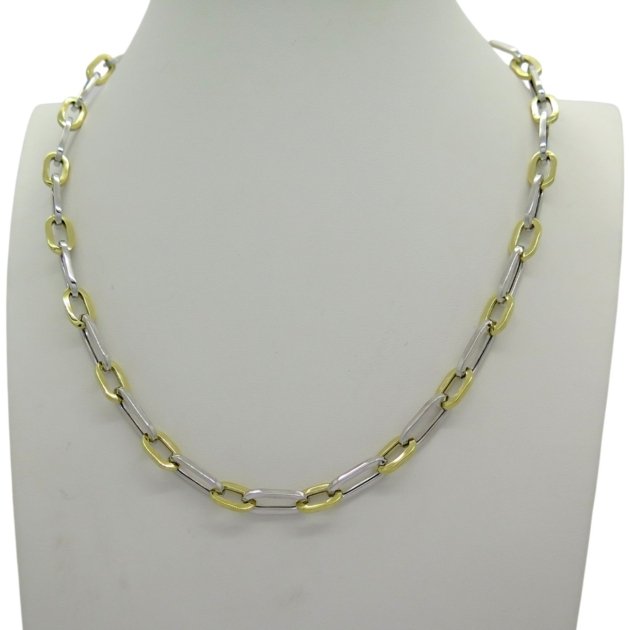 Collana maglia ovali argento rodio e placcato oro