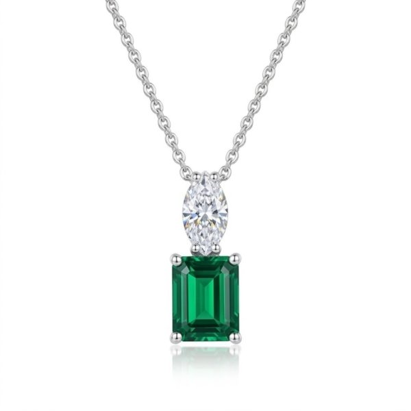 Collana pietra verde e navette in argento 925
