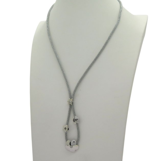 Collana tessuto lurex fiori in argento 925