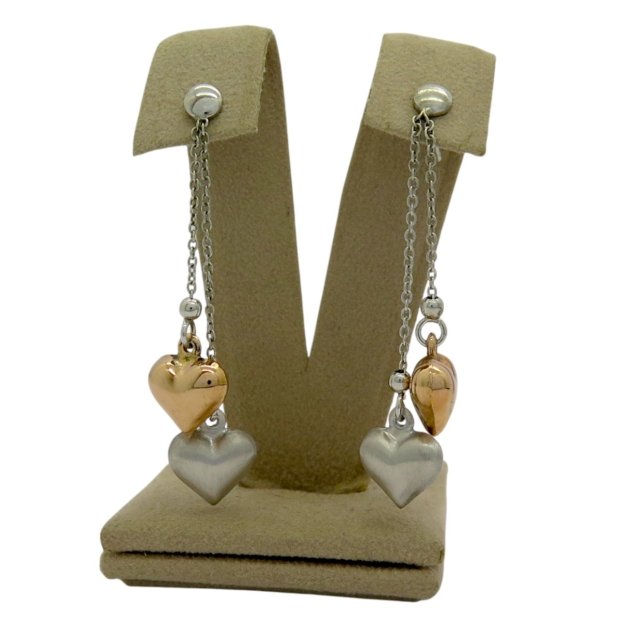 Orecchini cuori pendenti in argento 925