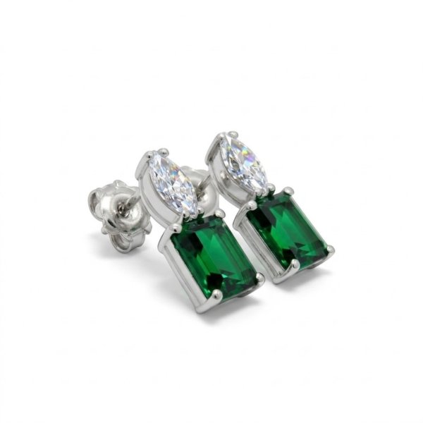 Orecchini pietra verde e navette in argento 925