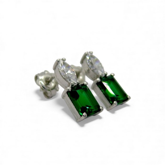 Orecchini pietra verde e navette in argento 925