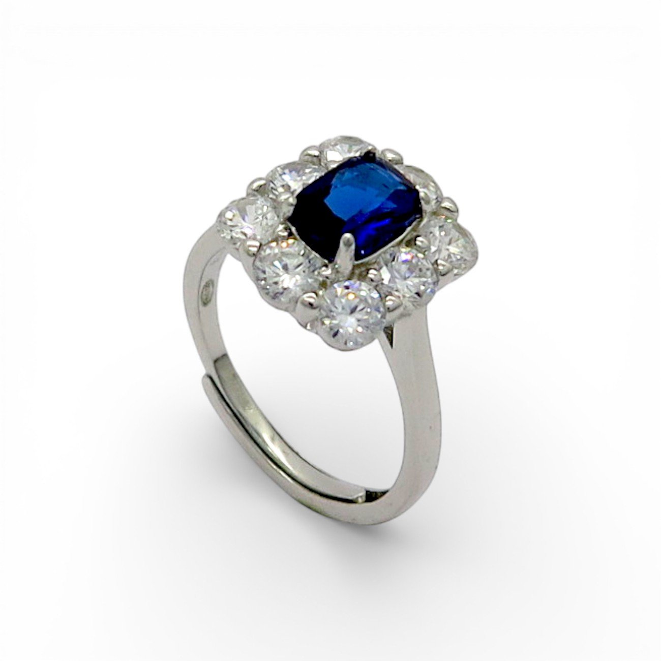 Anello Sovrani centro blu contorno