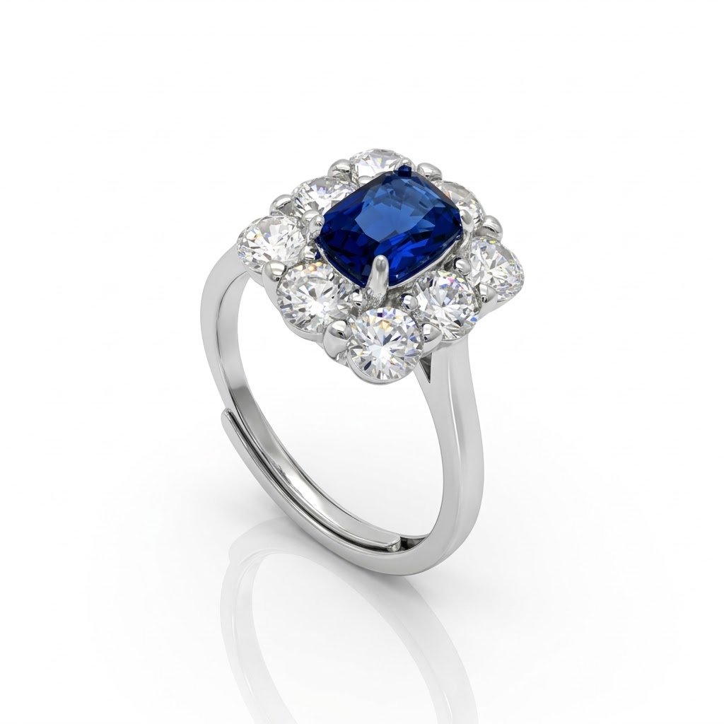 Anello Sovrani centro blu contorno
