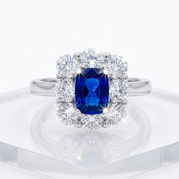 Anello Sovrani centro blu contorno