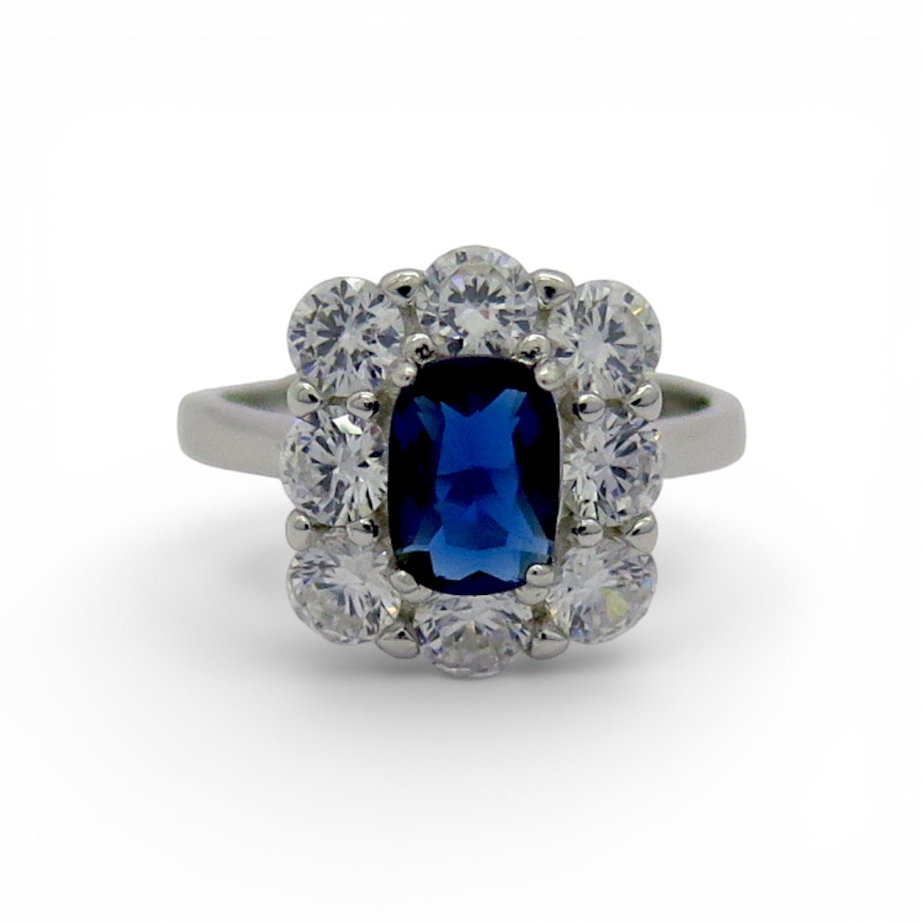 Anello Sovrani centro blu contorno