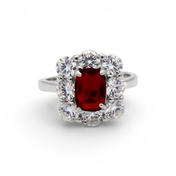 Anello Sovrani centro rosso contorno