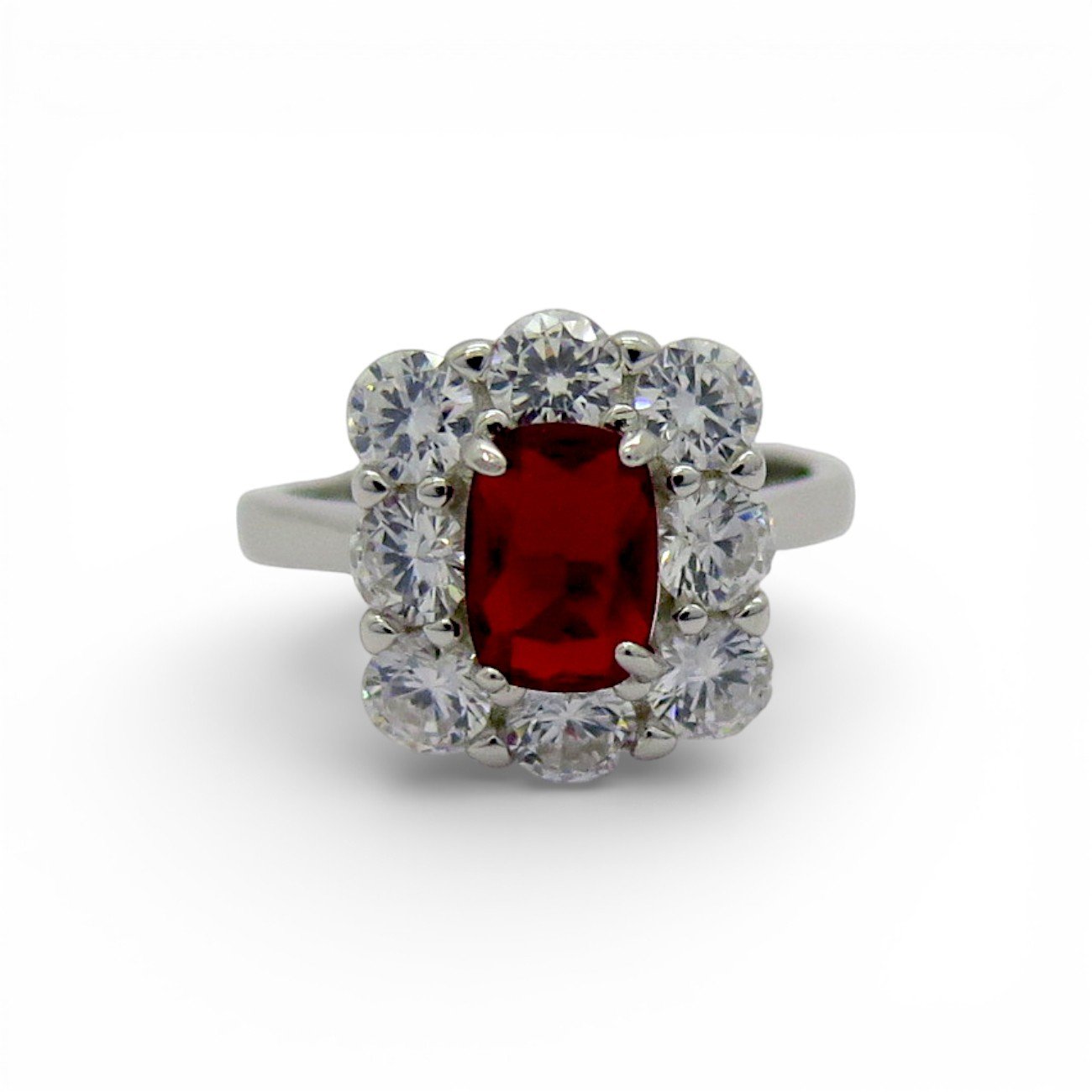 Anello Sovrani centro rosso contorno