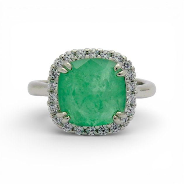 Anello contorno pietra verde Sovrani