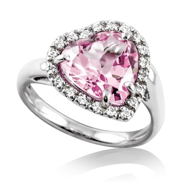 Anello centro cuore rosa in argento 925 prodotto artigianale pietra pink idee regalo