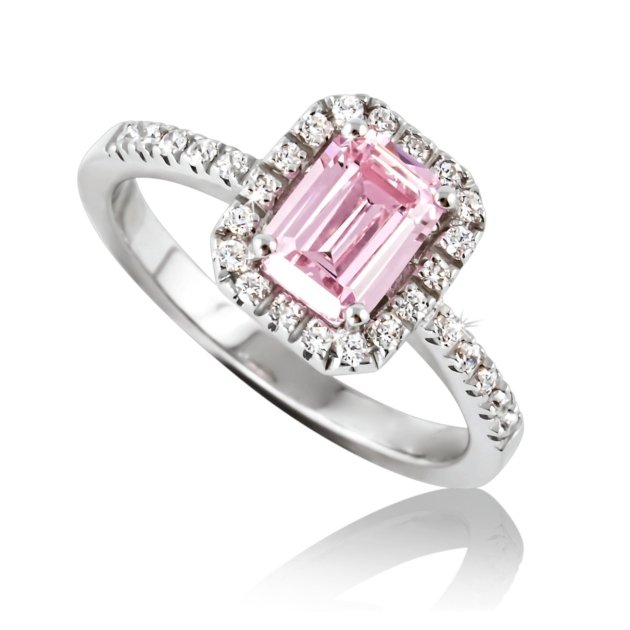 Anello pietra ottagonale rosa Argento 925