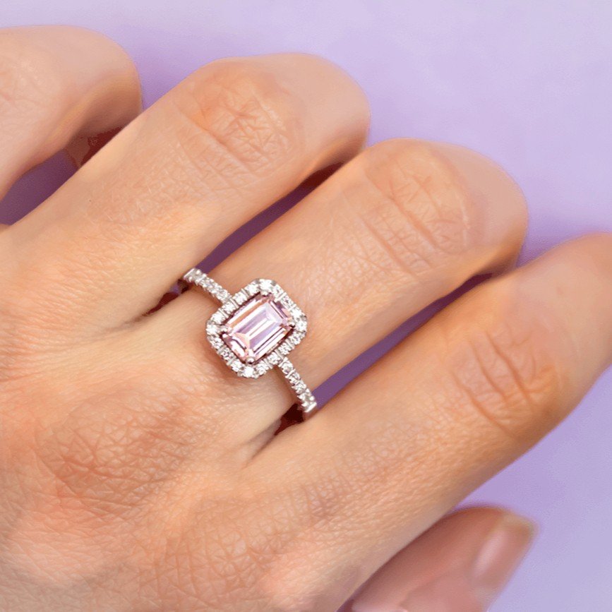 Anello pietra ottagonale rosa Argento 925