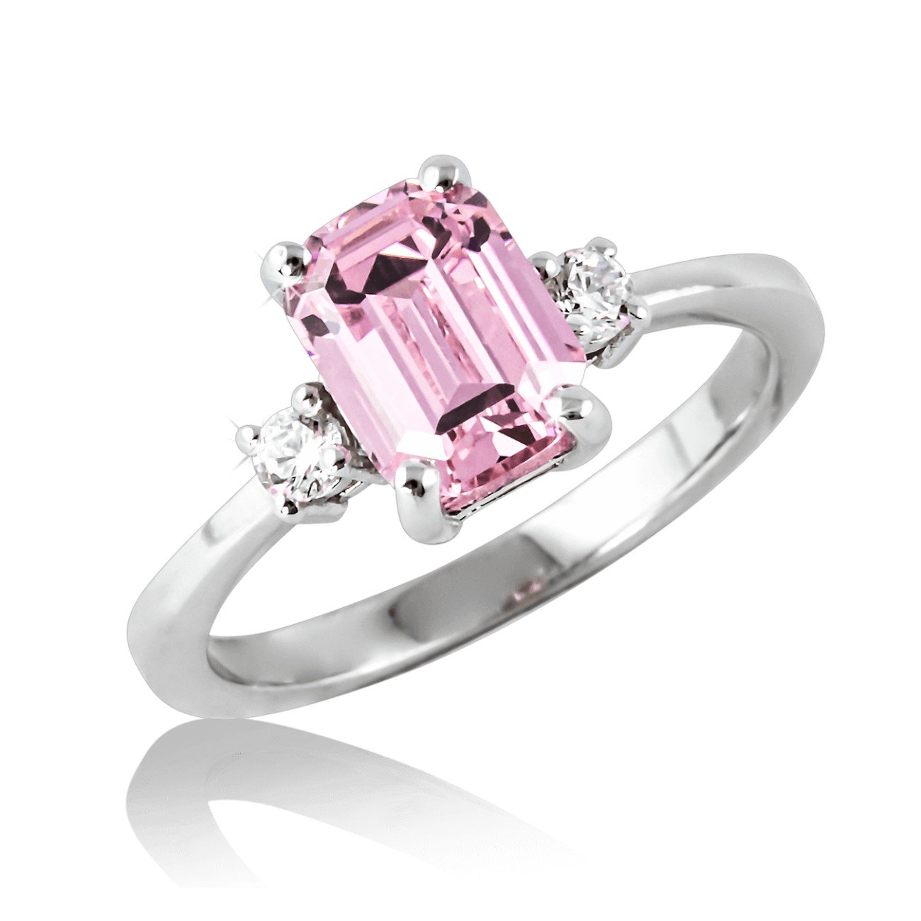 Anello pietra rosa ottagonale in argento 925