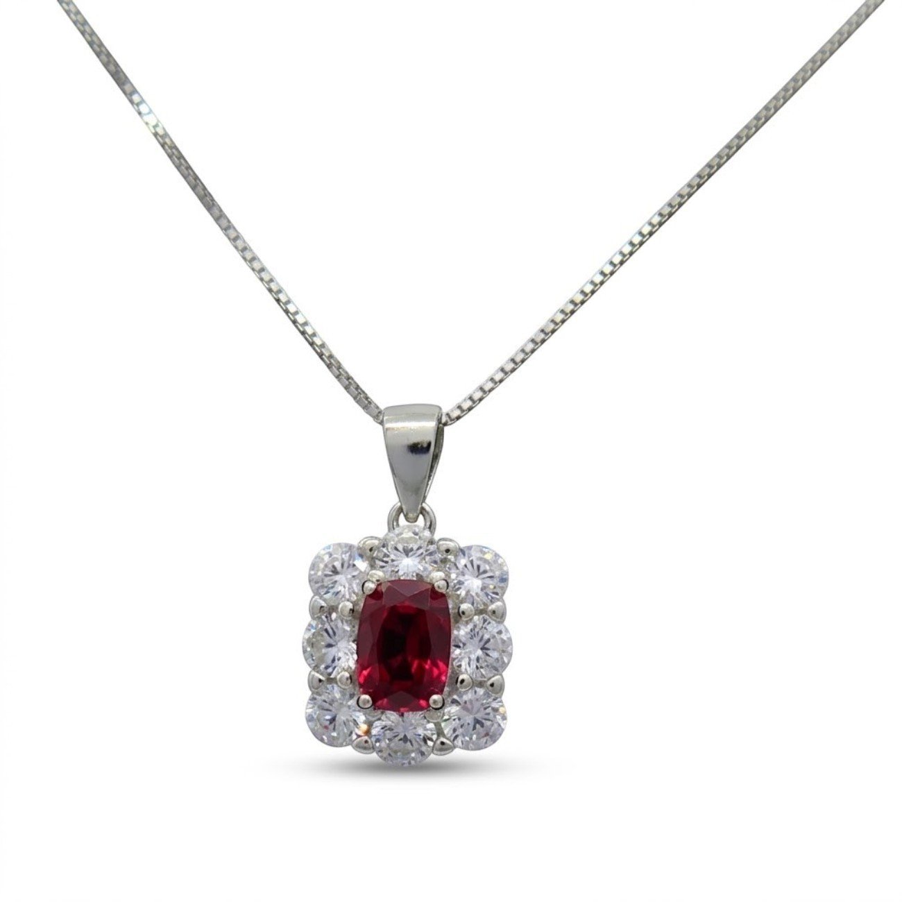 Collana contorno pietra rossa in argento Sovrani