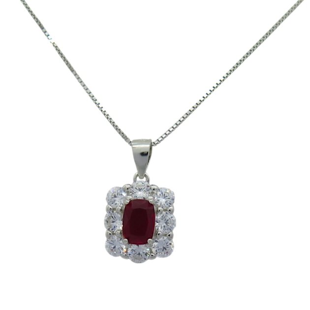 Collana contorno pietra rossa in argento Sovrani