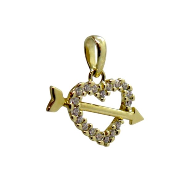 Ciondolo cuore freccia di cupido in oro giallo