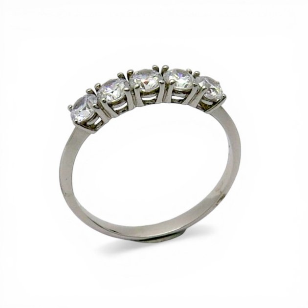 Anello riviera in oro bianco cinque pietre