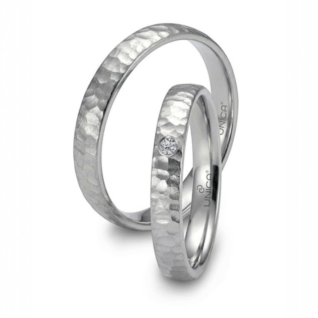 Fedi in zirconio naturale martellato