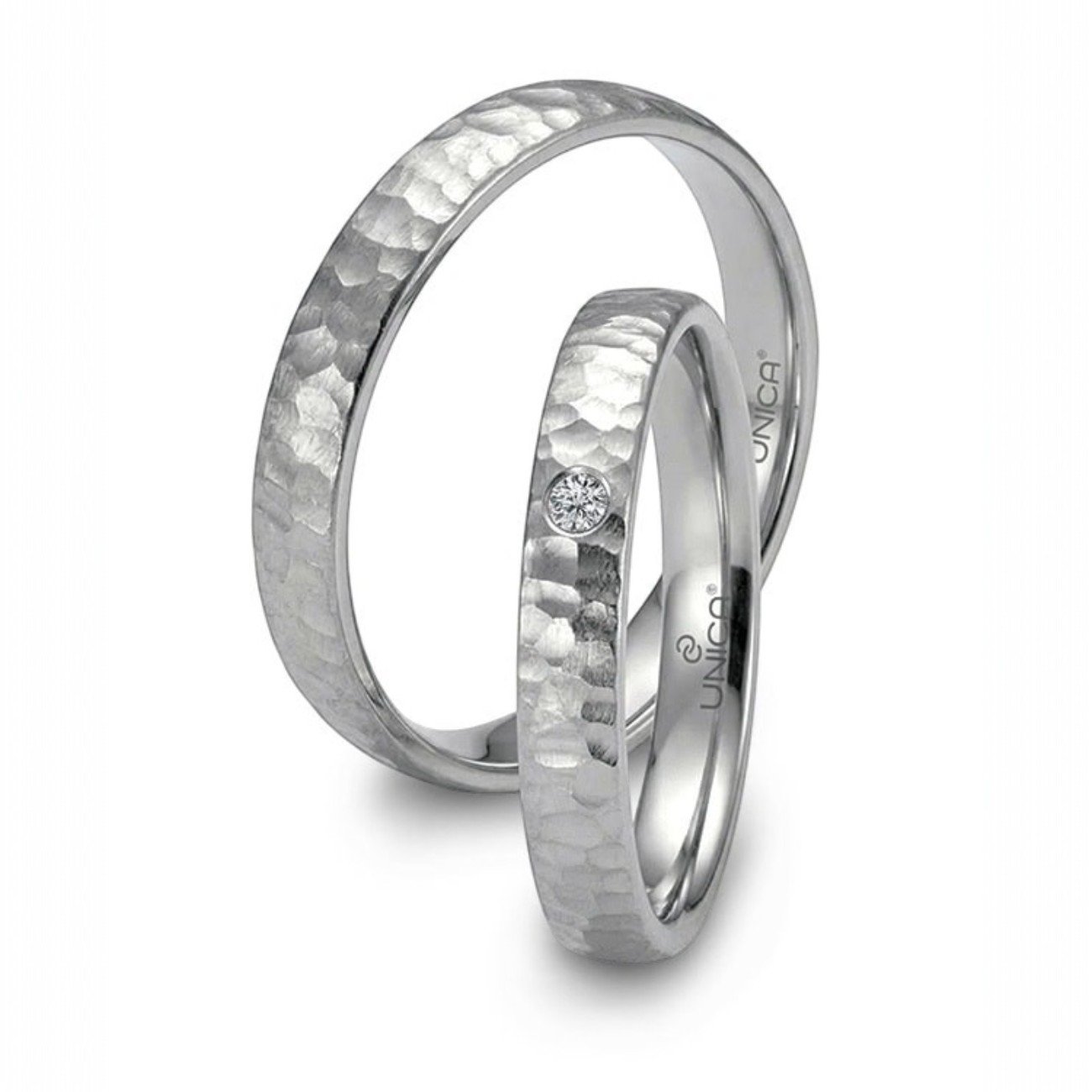 Fedi in zirconio naturale martellato