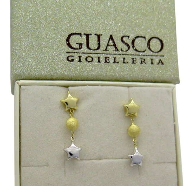 Orecchini bimba pendenti stelle in oro 18 ct