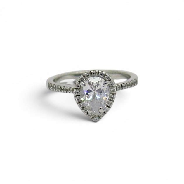 Anello goccia zircone incolore in argento 925