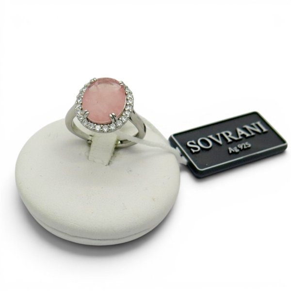 Anello centro rosa contorno Sovrani pietra idrotermale