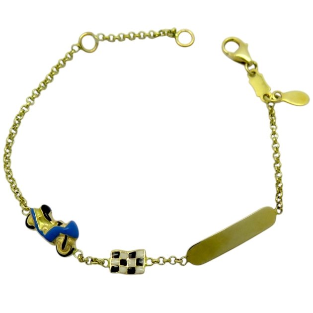 Bracciale battesimo bimbo moto in oro giallo 18 ct