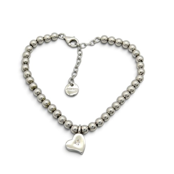 Bracciale cuore e sfere argento 925