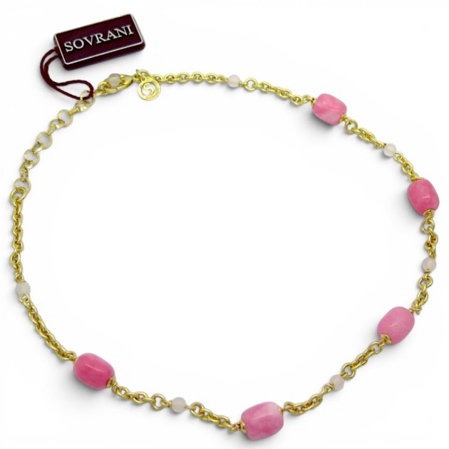 Collana Sovrani Quarzo rosa e giada rosa J10074