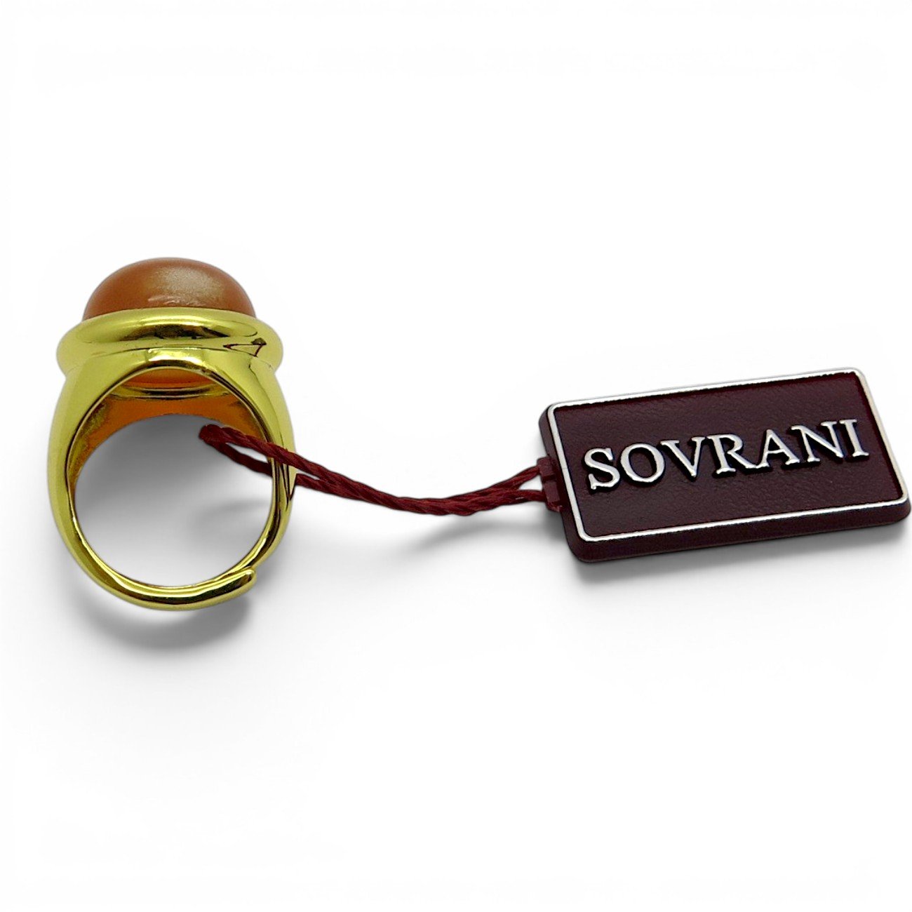 Anello Sovrani pietra arancione Cabochon tondo J8254